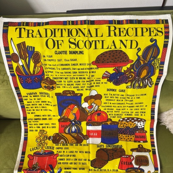 Vintage linen Traditional Recipes of Scotland tea towel by - Picture 3 of 6